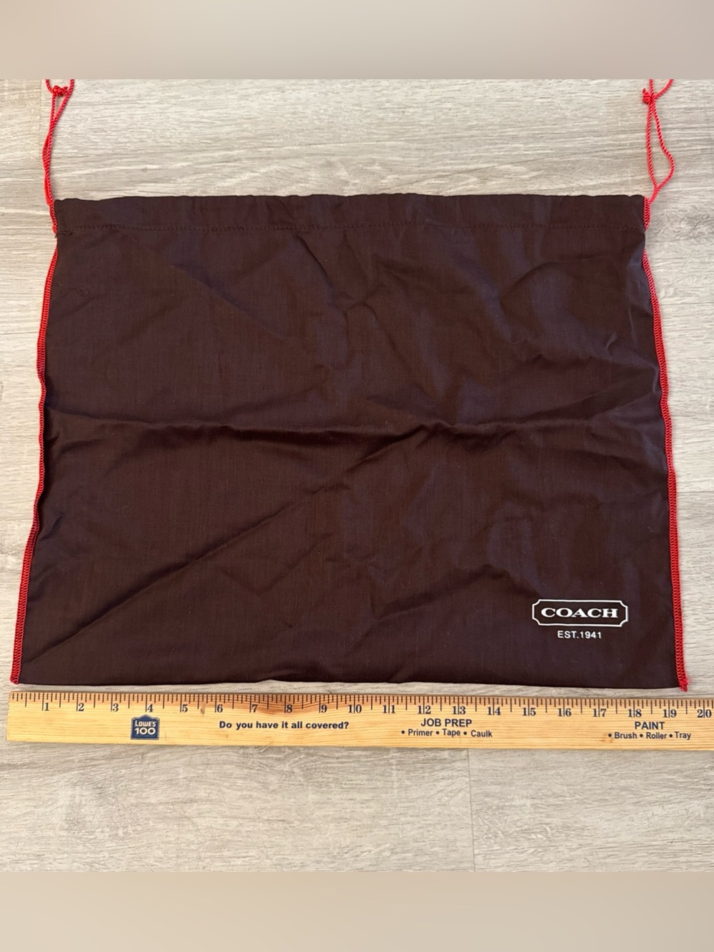 Authentic Vintage Coach Brown with Red Trim & Drawstring Dust Bag 19x15 Designer